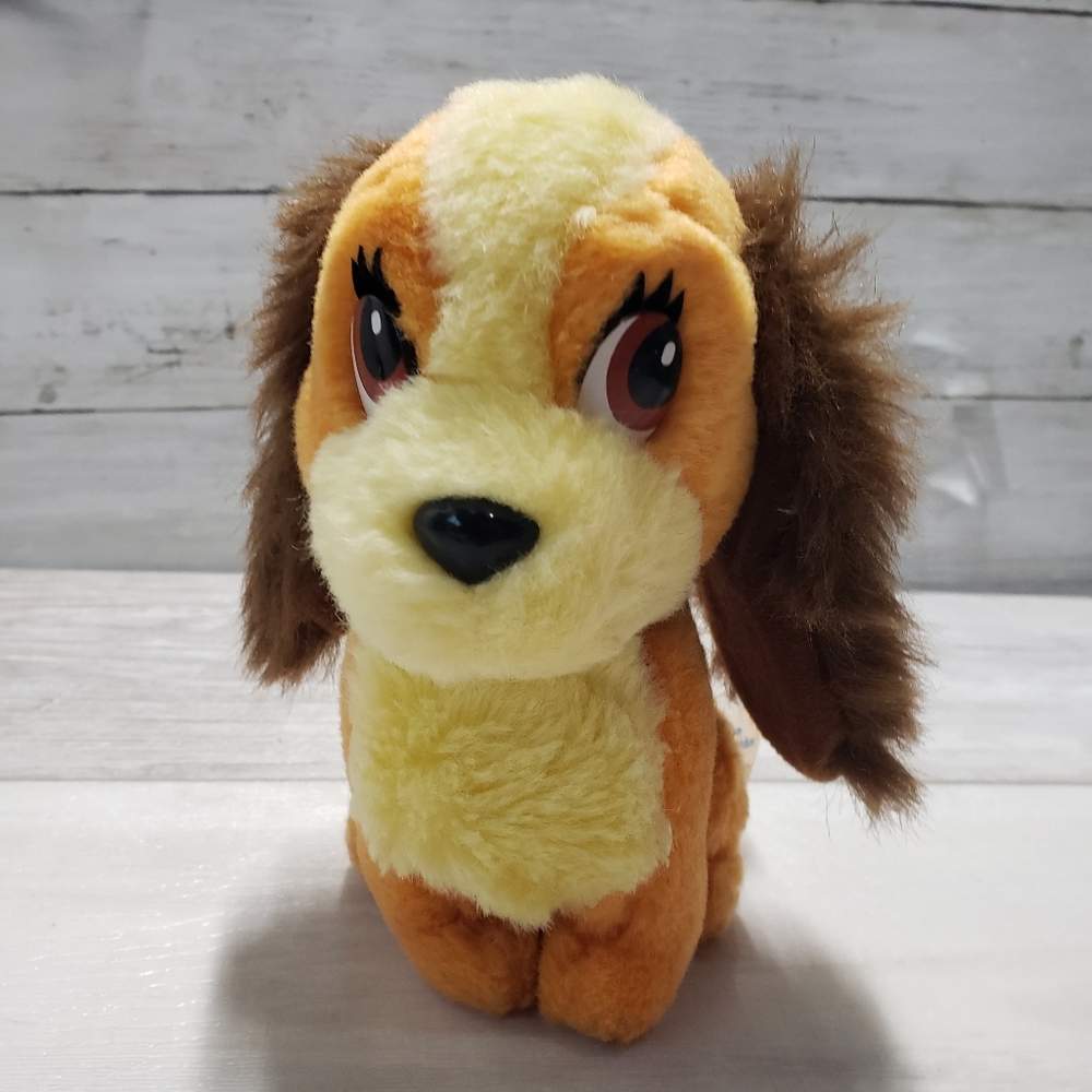 Vintage Disney Lady and The Tramp Plush Dog Stuffed Animal Toy Disneyland